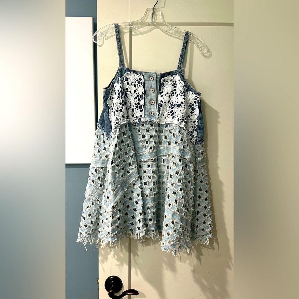 Stylish Denim and Lace Dress